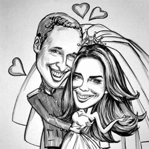 Caricatura realizzata per una coppia di sposi in un ricevimento di Matrimonio